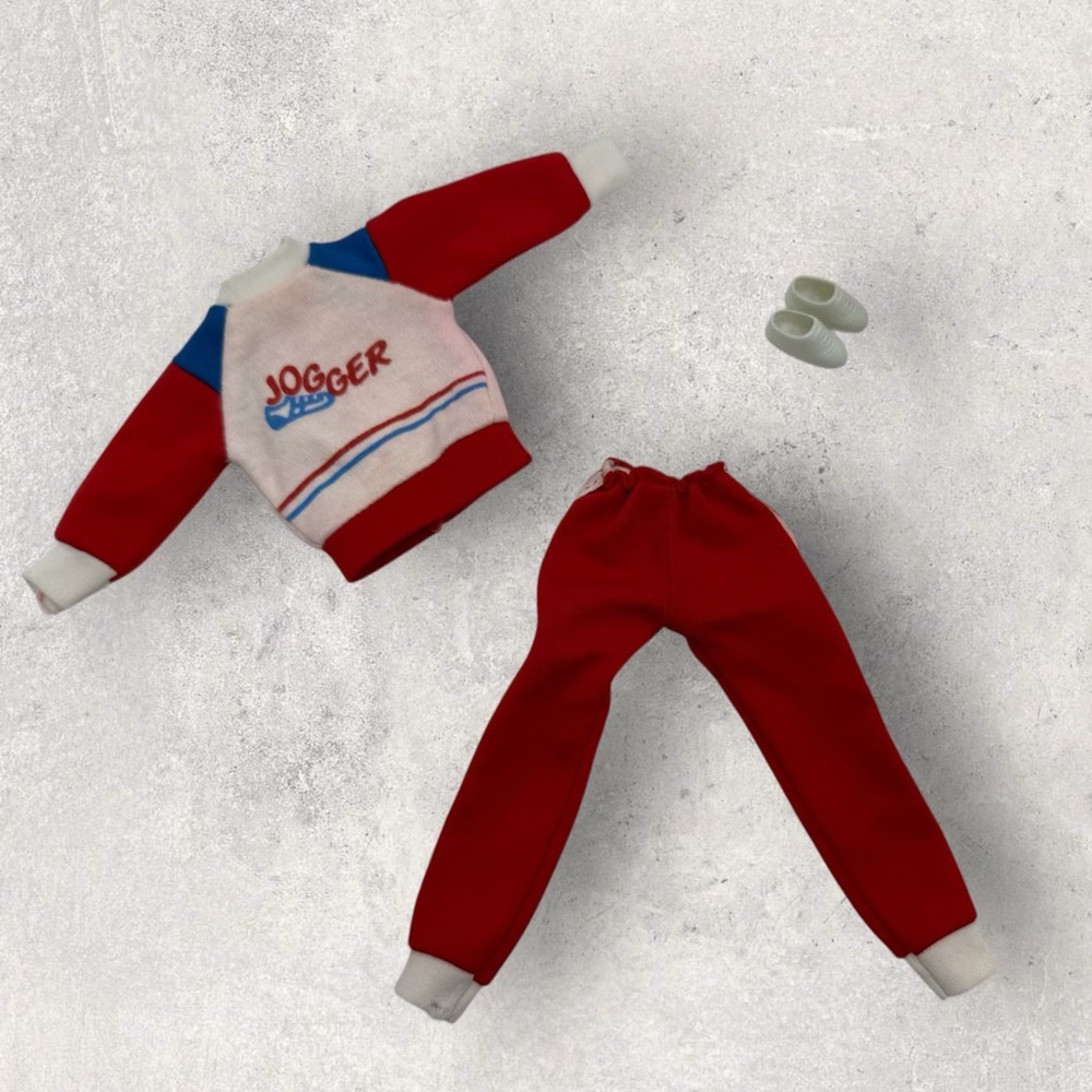 Vintage Barbie Clone Shillman Red and White Jogger Outfit Set